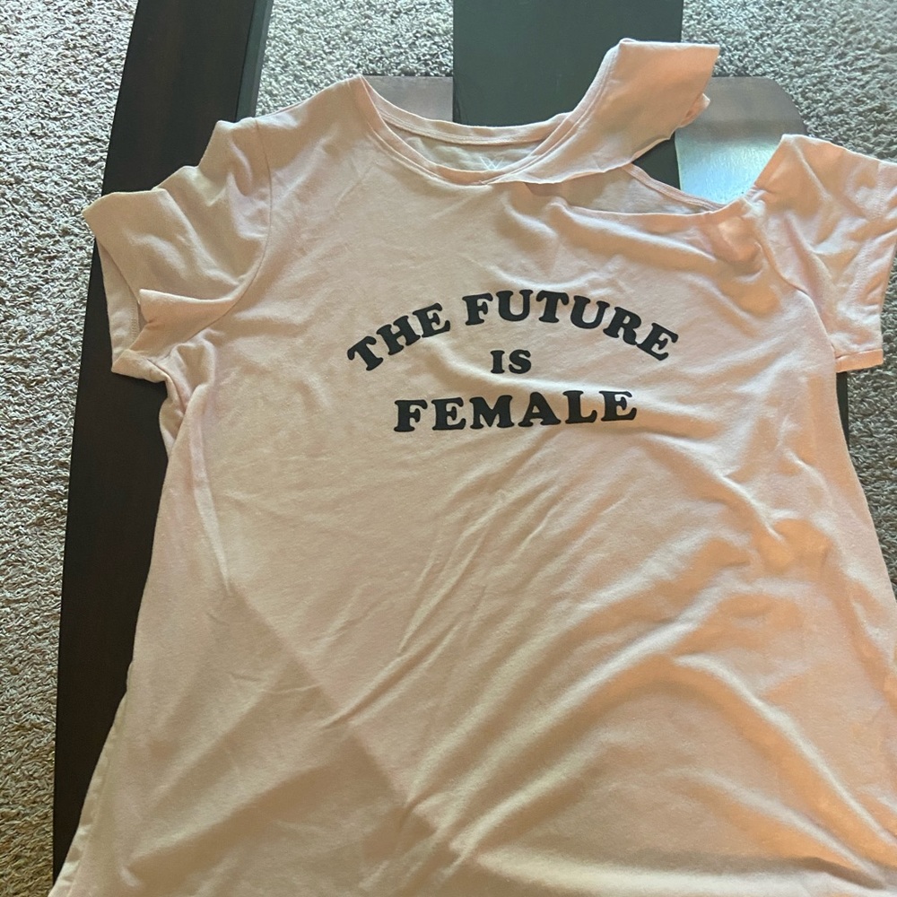 👛“The Future Is Female” One Shoulder Cut Out Tee - Picture 2 of 7